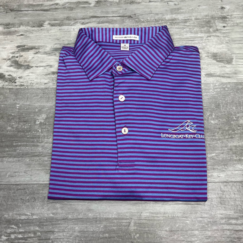 Peter Millar Purple and Blue Striped Polo Shirt